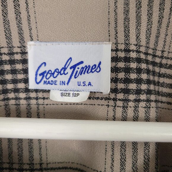 Vintage Tan Plaid Double Breasted Vintage Top Made in USA - Picture 5 of 7